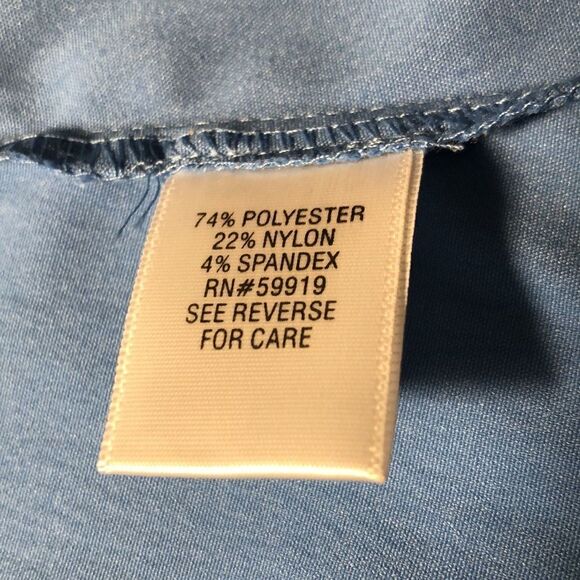 NWT Peplum Stretch Blouse with Puff Sleeves in Fantasy Blue by Apt 9 Petite - Picture 7 of 17